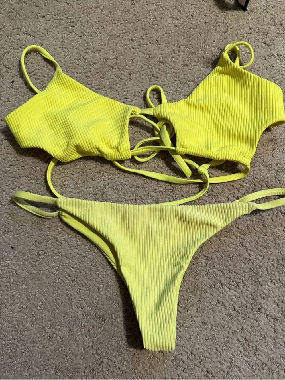 Frankie’s Bikinis Willa ribbed bikini set neon yellow